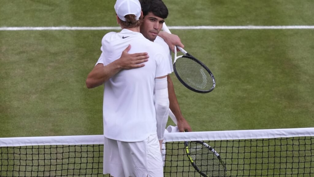 Carlos Alcaraz's first loss in six Grand Slam finals comes against Jannik Sinner at Wimbledon
