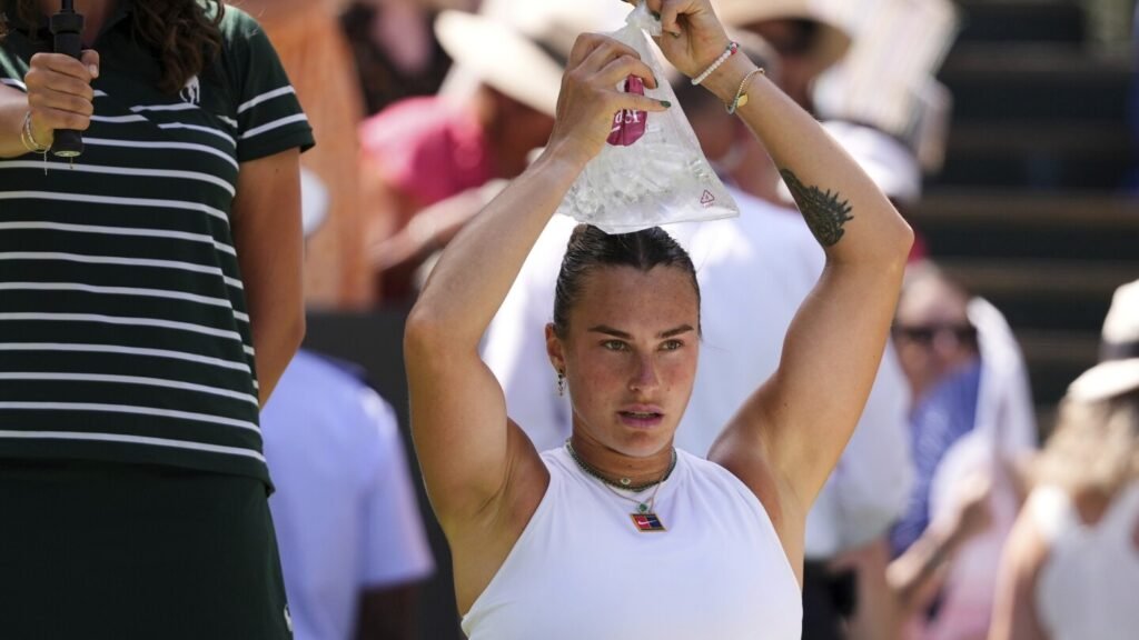 Heat returns to Wimbledon as Aryna Sabalenka offers water and ice pack to fans at Centre Court
