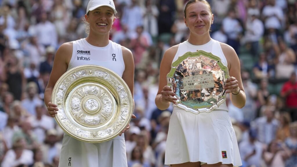 Iga Swiatek is at No. 3 after Wimbledon and Amanda Anisimova is in the top 10. Sinner still No. 1