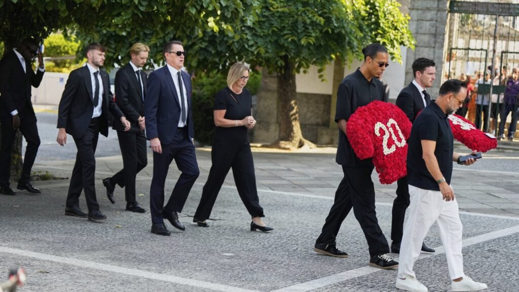 Liverpool players join family of Diogo Jota and his brother for funeral held in Portugal