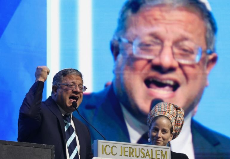 Israel's National Security Minister Itamar Ben-Gvir speaks as he attends a convention calling for Israel to rebuild settlements in the Gaza Strip and the northern part of the Israeli-occupied West Bank, in Jerusalem, January 28, 2024. REUTERS/Ronen Zvulun