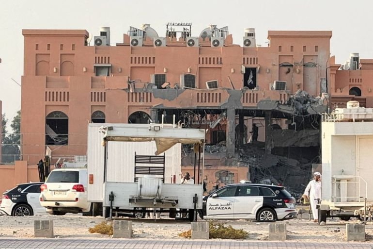 A damaged building, following an Israeli attack on Hamas leaders, according to an Israeli official, in Doha, Qatar, September 9, 2025.