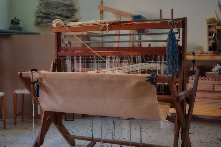 A traditional wooden loom