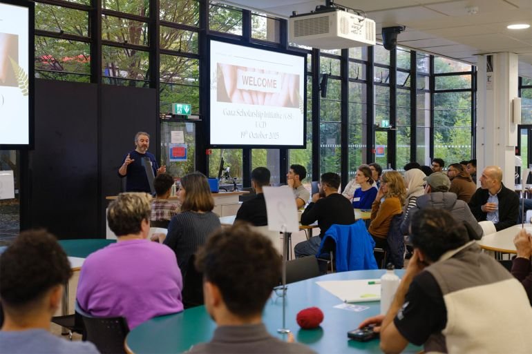 A workshop at the University of Dublin welcoming the Palestinian students [Courtesy of Rawand Alagha]