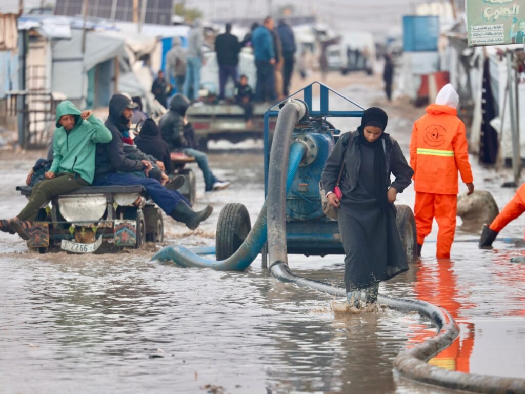 Israeli strikes on Gaza are relentless as displaced endure flooded camps