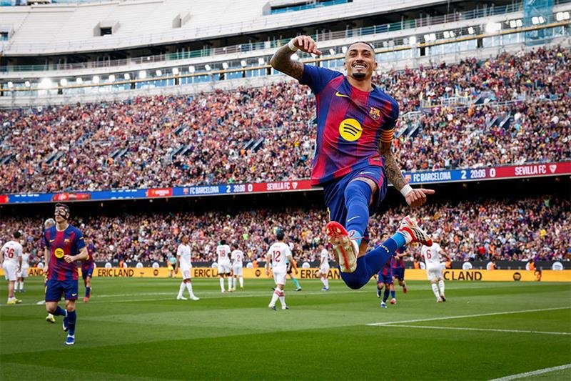 Raphinha Hat-Trick Fires Barcelona Past Sevilla to Strengthen La Liga Title Charge