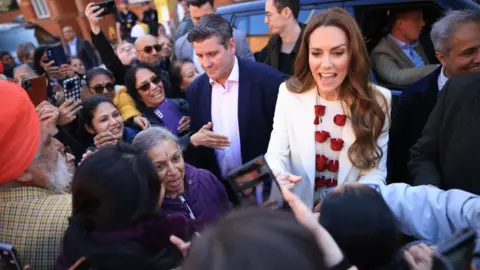 PA Media Princess of Wales in a crowd in Leicester in March