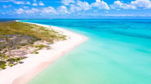 Getty Images Aerial view of Pink Sand Beach on Barbuda
