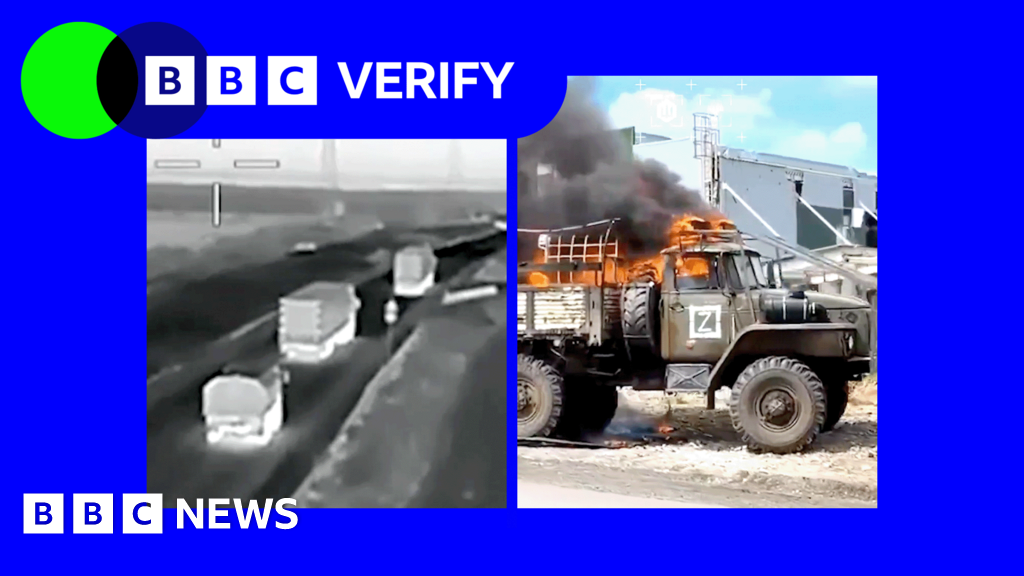 Ukraine using AI drones to strike vital convoys supplying Russian troopsBBC Verify has analysed videos of attacks in occupied Ukraine on Russian trucks carrying ammunition, fuel and food.2 hrs agoEurope Ukraine using AI drones to strike vital convoys supplying Russian troopsBBC Verify has analysed videos of attacks in occupied Ukraine on Russian trucks carrying ammunition, fuel and food.2 hrs agoEurope