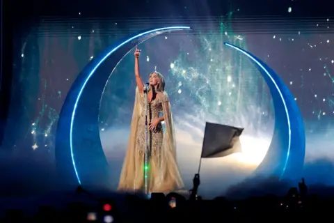 Getty Images Delta Goodrem performs at Eurovision