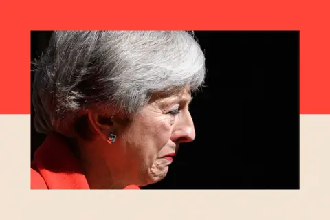 Getty Images Theresa May as she makes a statement that she will resign
