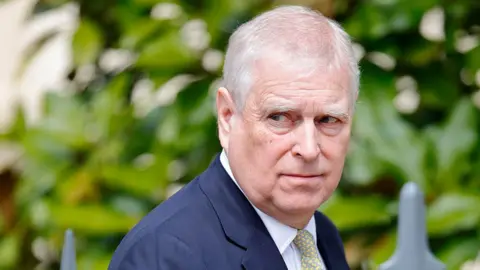 Max Mumby/Indigo/Getty Images Prince Andrew, Duke of York attends the traditional Easter Sunday Mattins Service at St George's Chapel, Windsor Castle on April 20, 2025 in Windsor