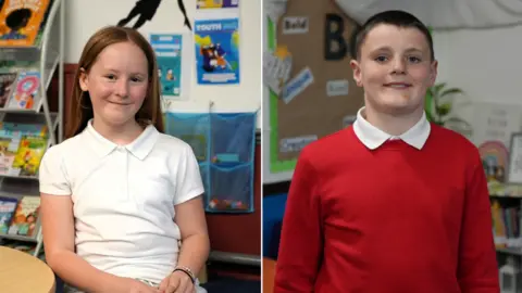 Two children at school
