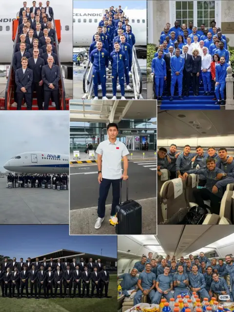 Weibo A meme, made by a Weibo user, comparing photos of various national football teams and Ma Ning