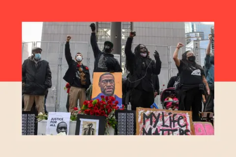 Reuters Protesters raise their fists and chant after the "I Can"t Breathe" Silent March 