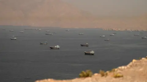 Reuters Vessels using the Strait of Hormuz as seen from Masandam, Oman on 18 June