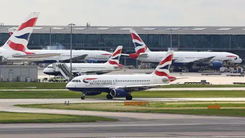 Getty Images A British Airways Airbus A319 taxis near to Heathrow Airport's Terminal 5.
