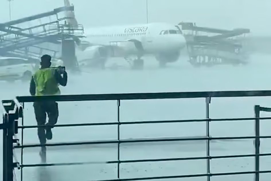Delhi storm drags airport ground equipment, damages 3 Air India planes Delhi storm drags airport ground equipment, damages 3 Air India planes