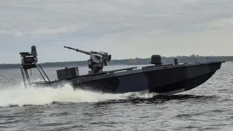 Reuters A Ukrainian naval drone boat at sea
