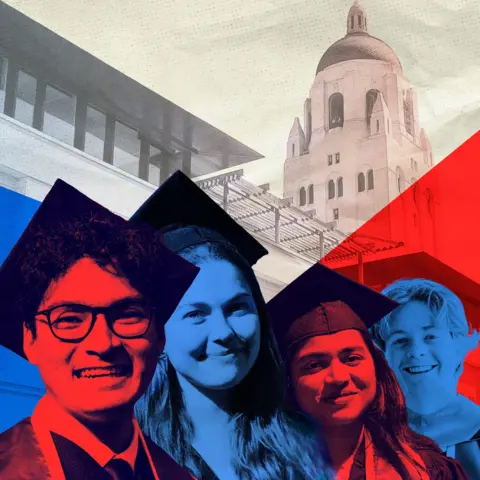 BBC A stylised image of graduates in front of the Stanford University campus