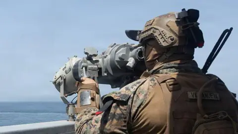US Navy via Getty Images) A US soldier patrols the Arabian Sea. Photo: 20 april 2026