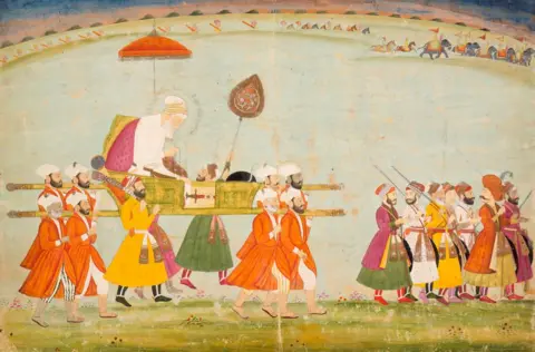 Heritage Images via Getty Images Emperor Aurangzeb Carried on a Palanquin, circa 1775. Creator: Unknown. 