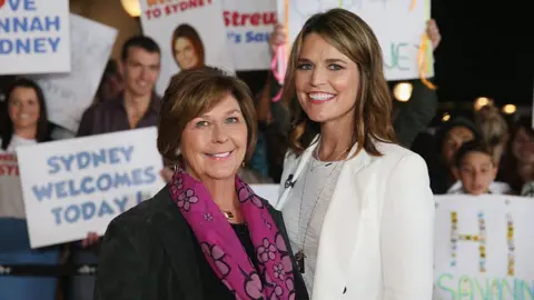 Getty Images Savannah Guthrie poses alongside her mother Nancy Guthrie during a production break whilst hosting NBC's "Today Show" live from Australia at Sydney Opera House on May 4, 2015 in Sydney, Australia.
