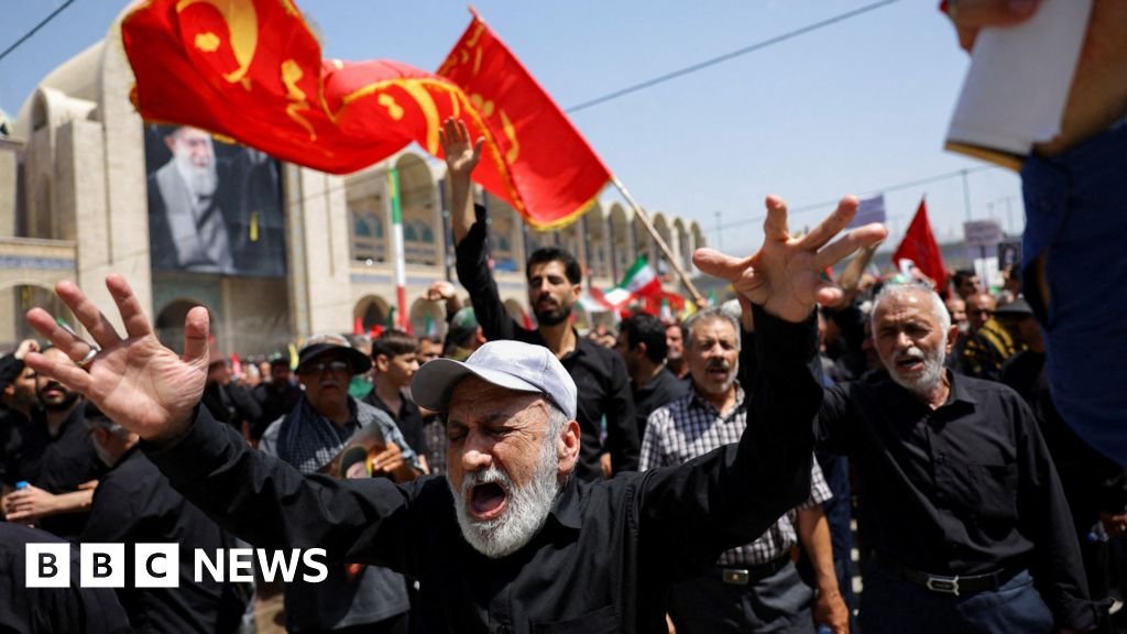 Large crowds gather in Tehran on first day of Ayatollah Khamenei's funeralAli Khamenei's body will lie in state in Tehran's Grand Mosalla until Monday, before travelling across Iran and Iraq.2 hrs agoMiddle East Large crowds gather in Tehran on first day of Ayatollah Khamenei's funeralAli Khamenei's body will lie in state in Tehran's Grand Mosalla until Monday, before travelling across Iran and Iraq.2 hrs agoMiddle East