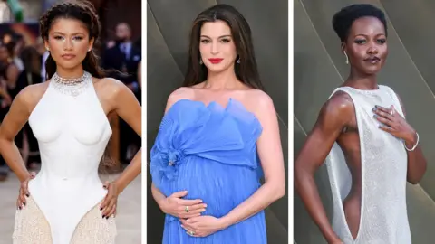 Getty Images A composite image of Zendaya, Anne Hathaway and Lupita Nyong'o at the  World premiere of The Odyssey in London.