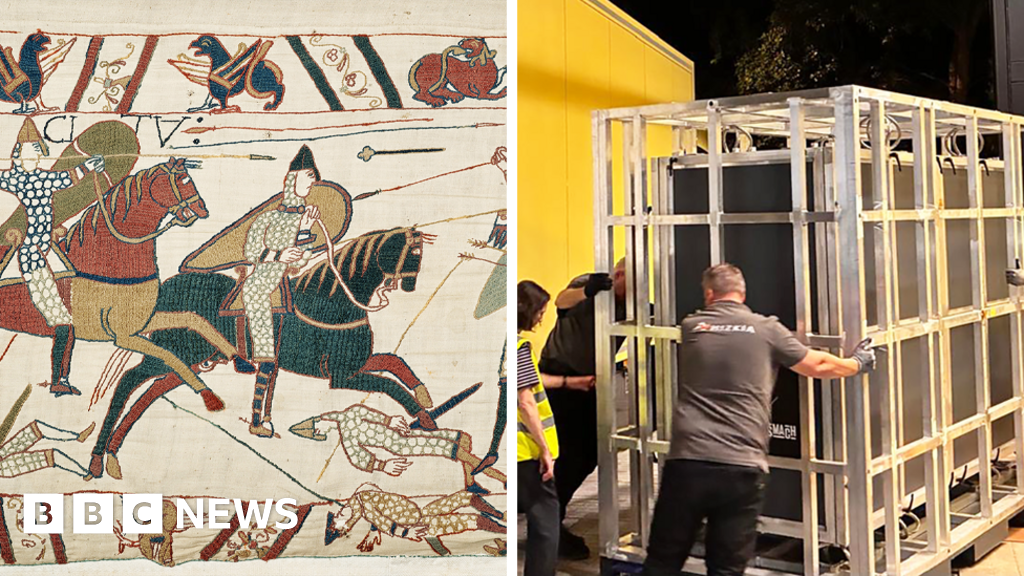 Bayeux Tapestry arrives in UK for first time in 900 years under police guardThe famous artefact depicting events leading up to the Norman Conquest of England will go on display in September.8 hrs agoCulture Bayeux Tapestry arrives in UK for first time in 900 years under police guardThe famous artefact depicting events leading up to the Norman Conquest of England will go on display in September.8 hrs agoCulture