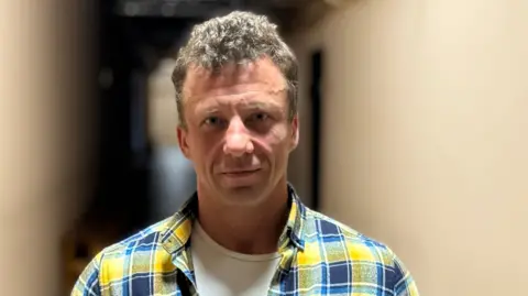 Kyrylo pictured inside a shelter in Dnipro