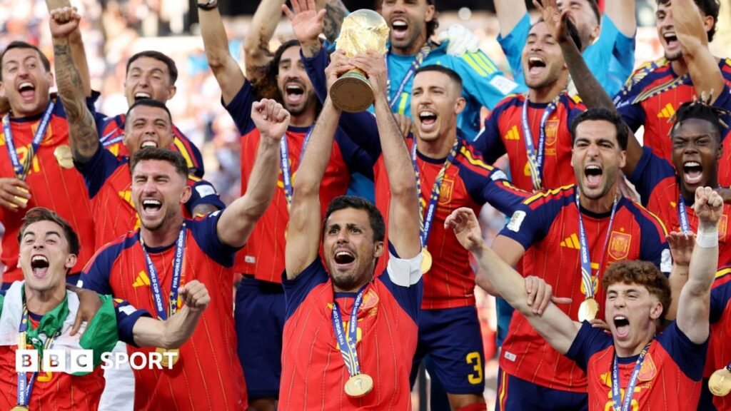 LIVESpain beat Argentina to win second World Cup – reactionAll the reaction from the 2026 Fifa World Cup as Spain win the tournament for the second time, beating Argentina 1-0. LIVESpain beat Argentina to win second World Cup - reactionAll the reaction from the 2026 Fifa World Cup as Spain win the tournament for the second time, beating Argentina 1-0.
