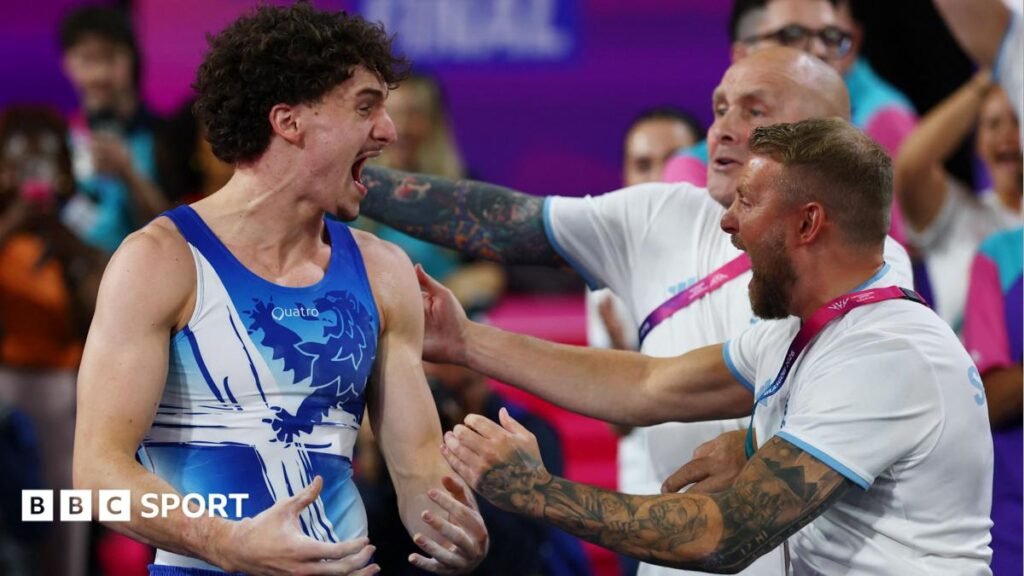 Gymnast Ward goes from Glasgow dreamer to gold medallistTwelve years ago, a young Reuben Ward watched wide-eyed as Dan Keatings won gymnastics gold for Scotland in Glasgow. Now he celebrates achieving the same feat in the 2026 Commonwealth Games.2 hrs agoCommonwealth Games Gymnast Ward goes from Glasgow dreamer to gold medallistTwelve years ago, a young Reuben Ward watched wide-eyed as Dan Keatings won gymnastics gold for Scotland in Glasgow. Now he celebrates achieving the same feat in the 2026 Commonwealth Games.2 hrs agoCommonwealth Games
