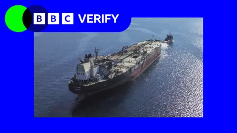 BBC An image of a tanker with BBC Verify branding