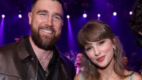 Kevin Mazur/Getty Images Travis Kelce and Taylor Swift at 2026 iHeartRadio Music Awards at Dolby Theatre on March 26, 2026 in Los Angeles, California. 