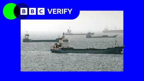 BBC An image of five ships with the BBC Verify branding