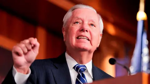 Getty Images  U.S. Sen. Lindsey Graham (R-SC) speaks during a press conference at the U.S. Capitol on April 27, 2026, in Washington, DC.
