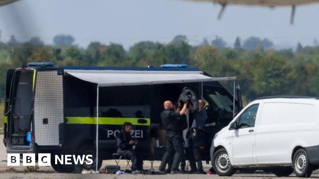 Drone carrying explosives found at German airport, police sayThe drone was found in the cargo area near a Ukrainian aircraft before another suspected object collided with a cargo aircraft in mid-air.15 mins agoEurope Drone carrying explosives found at German airport, police sayThe drone was found in the cargo area near a Ukrainian aircraft before another suspected object collided with a cargo aircraft in mid-air.15 mins agoEurope