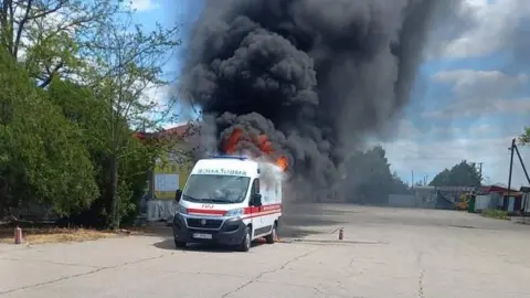Provided by a third party A burning ambulance