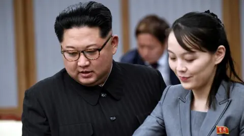 Reuters North Korean leader Kim Jong Un and his sister Kim Yo Jong attend a meeting with South Korean President Moon Jae-in at the Peace House at the truce village of Panmunjom