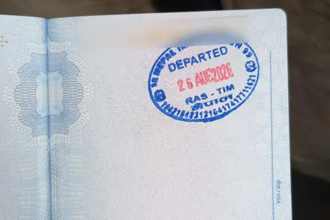 Sudipto Bhattacharya Image of Nepal passport stamp reading: Nepal Immigration, DEPARTED 26 AUG 2026, RAS - TIM