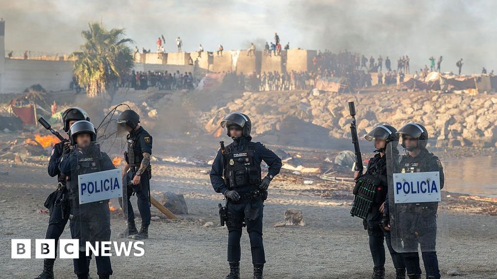 Violence breaks out in Ceuta as migrant crisis continuesA group of migrants is accused of throwing stones at a military vehicle, while some locals set fire to their camps on the beach.52 mins agoWorld Violence breaks out in Ceuta as migrant crisis continuesA group of migrants is accused of throwing stones at a military vehicle, while some locals set fire to their camps on the beach.52 mins agoWorld