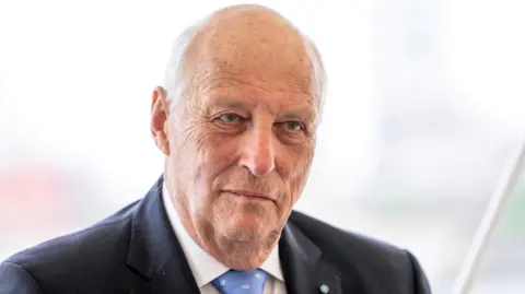 Ritzau Scanpix/Bo Amstrup via REUTERS Norway's King Harald during a press conference on the royal yacht Norge in Aarhus, Denmark June 16, 2023.