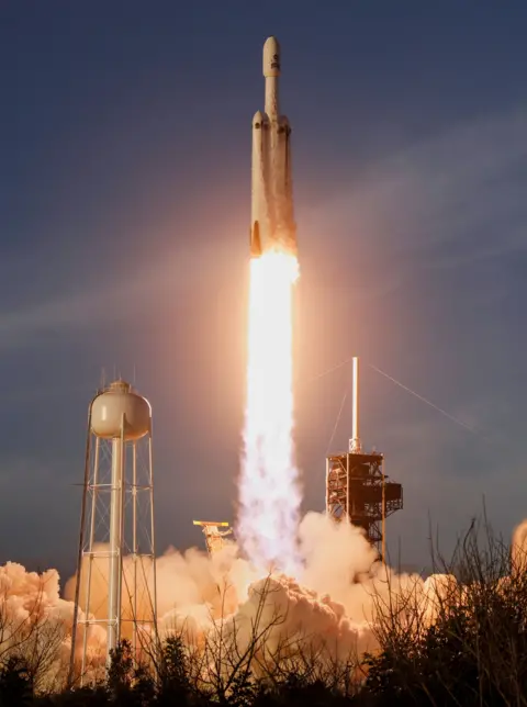 Reuters A SpaceX Falcon Heavy roket blasts off