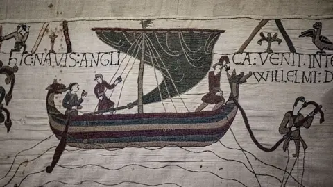 Getty Images A boat from the Norman invasion depicted in the Bayeux Tapestry