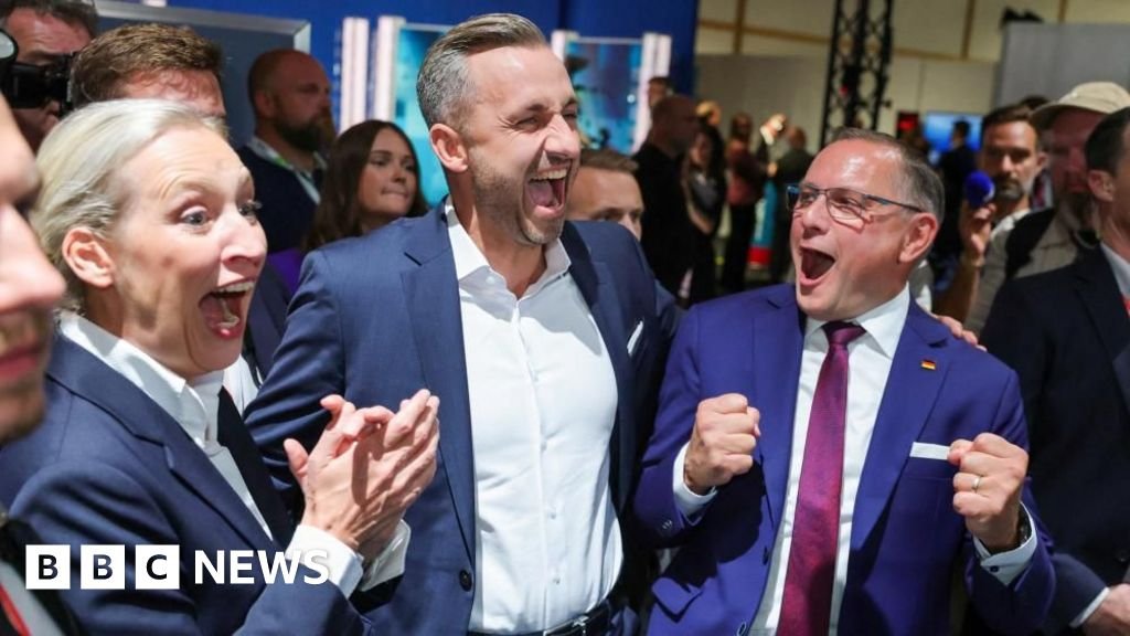 German far-right set for big win in eastern state – exit pollsGermany's AfD has hailed a "historic result" and is projected to win 44.5% of the vote, far ahead of the conservative CDU on 18.5%. 34 mins agoEurope German far-right set for big win in eastern state - exit pollsGermany's AfD has hailed a "historic result" and is projected to win 44.5% of the vote, far ahead of the conservative CDU on 18.5%. 34 mins agoEurope