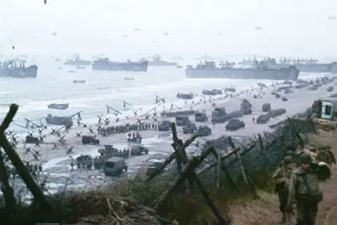 Getty Images The Normandy landings in Saving Private Ryan, with boats and soldiers on the beaches