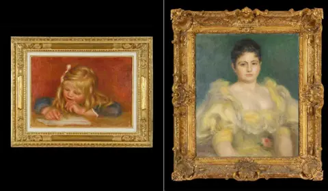 Musée Renoir A composite image of the two paintings which are in gold frames.