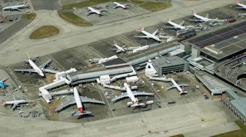 Getty Images Aerial view of Heathrow Airport