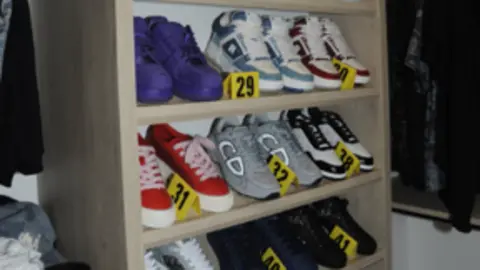 US Department of Justice US authorities seized various pairs of branded shoes from Lam's rental home in Miami